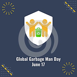 Trash can and Garbage Man vector icon. Global Garbage Man Day design concept, suitable for social media post templates, posters, g