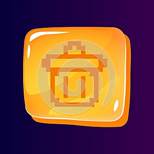 Trash can glossy ui button with pixelated icon