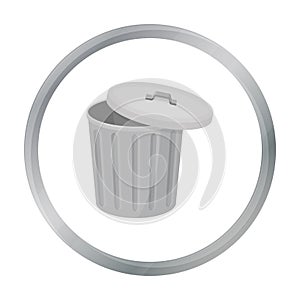 Trash can icon in cartoon style isolated on white background. Trash and garbage symbol stock vector illustration.