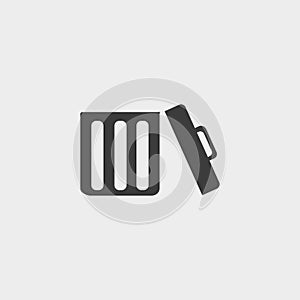 Trash can icon in a flat design in black color. Vector illustration eps10