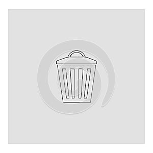 Trash can icon. Gray background. Vector illustration.