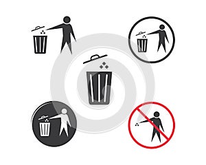 trash can icon lgo vector illustration design