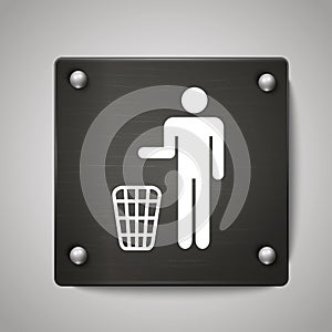 Trash can icon sign with black background