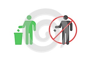 Trash can icon vector design, throw trash in its place and do not litter