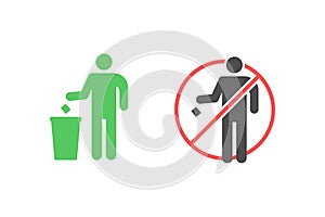 Trash can icon vector design, throw trash in its place and do not litter