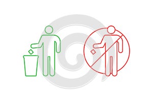 Trash can icon vector design, throw trash in its place and do not litter