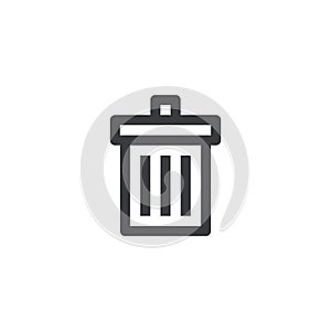 Trash can icon. Vector outline icon. Delete symbol. Garbage sign. Element for design mobile app or website