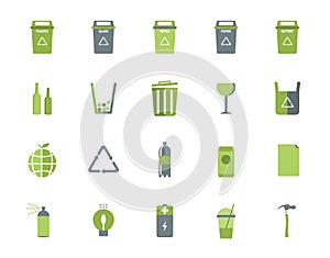 Trash can icons and recycle icons set,Vector illustrations.