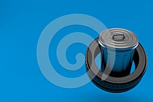 Trash can inside car tire