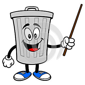Trash Can Mascot with a Pointer