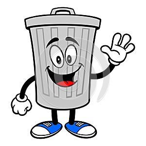 Trash Can Mascot Waving