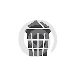 Trash can with paper vector icon