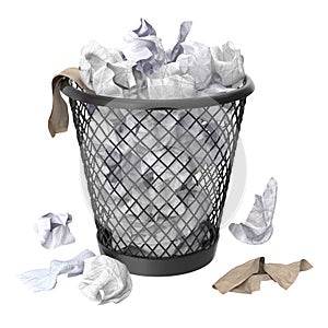 Trash Can and Papers