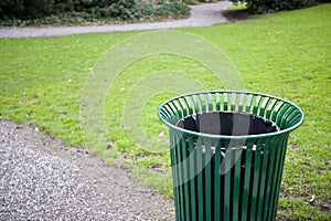 Trash can in a park