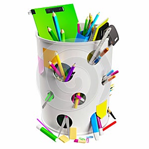 Trash can with pencils