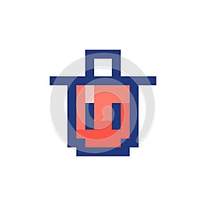 Trash can pixelated RGB color ui icon
