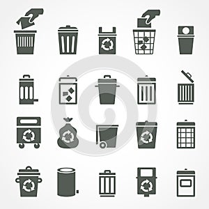 Trash can and recycle bin icons