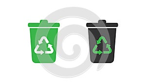 Trash can recycle icon vector
