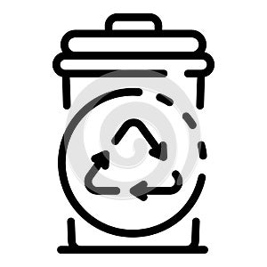 Trash can and recycling sign icon, outline style