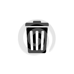 Trash Can, Rubbish Bin Flat Vector Icon