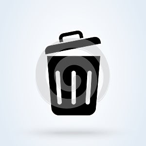 Trash Can, Rubbish Bin. Simple vector modern icon design illustration photo