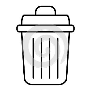 Trash can thin line icon. Bin vector illustration isolated on white. Garbage bucket outline style design, designed for