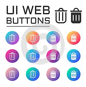 trash can ui web button. vector icons