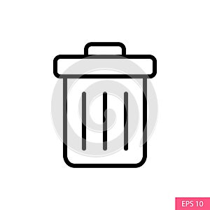 Trash Can Vector icon in line style design for website design, app, UI, isolated on white background. Editable stroke.