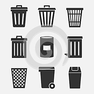 Trash can vector icon set