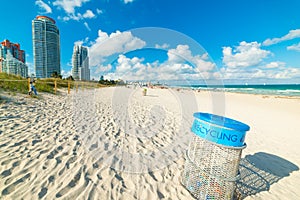 Trash can in world famous Miami Beach