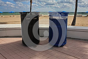 Trash Cans on Beach