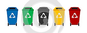 Trash cans separate waste. Vector illustration. stock image.