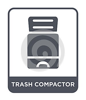 trash compactor icon in trendy design style. trash compactor icon isolated on white background. trash compactor vector icon simple