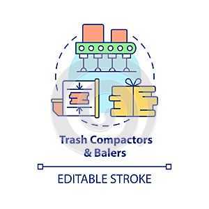 Trash compactors, balers concept icon