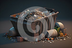 Trash container with garbage