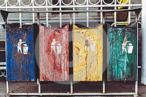 Trash containers in a green neighborhood