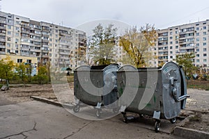 Trash containers in Kyiv`s ghetto