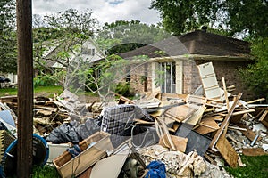 Trash and debris outside of Houston homes photo