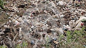 Trash dump or landfill, garbage dump pile or landfill, pollution concept, big rubbish pile