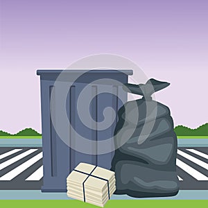 Trash garbage can icon cartoon