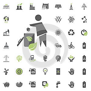 Trash icon. Eco and Alternative Energy vector icon set. Energy source electricity power resource set vector.