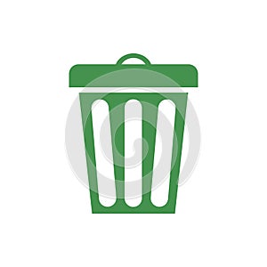 Trash icon. Green ecological sign. Protect planet. Vector illustration for design.
