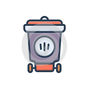 Color illustration icon for Trash, refuse and basket photo