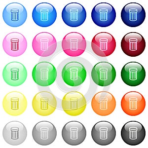 Trash icons in color glossy buttons