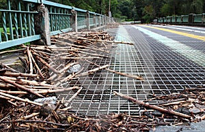 Trash Left On A Bridge After Flooding