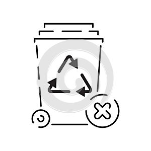 Trash line icon vector. Recycle material illustration sign. Green symbol Rubbish, garbage