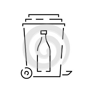 Trash line icon vector. Recycle material illustration sign. Green symbol Rubbish, garbage. Glass and plastic bottle