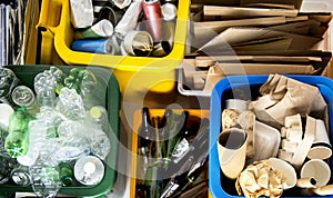 Trash for recycle and reduce ecology environment photo