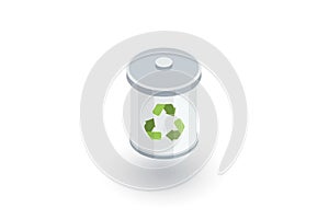 Trash recycling isometric flat icon. 3d vector