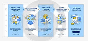Trash recycling trends onboarding vector template